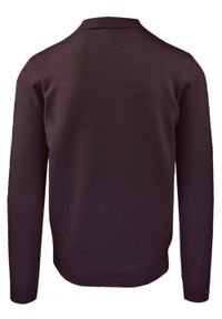 Męski, Lekki Sweter z Wiskozy z Kołnierzykiem Polo - Brave Soul - Bordo. Typ kołnierza: polo. Kolor: czerwony. Materiał: poliamid, poliester, wiskoza #2