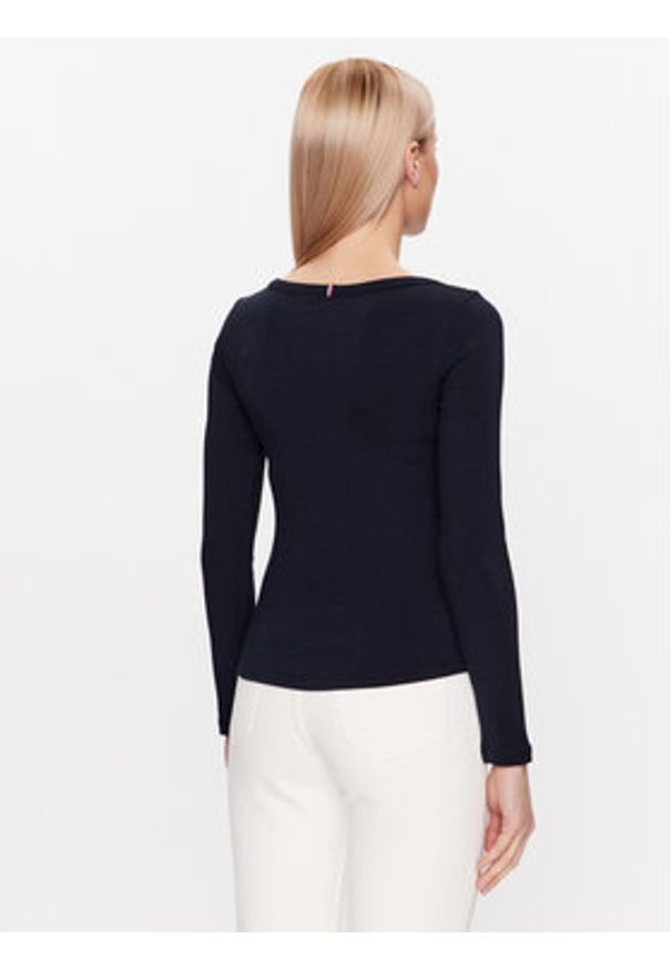 TOMMY HILFIGER - Tommy Hilfiger Bluzka WW0WW38869 Granatowy Slim Fit. Kolor: niebieski. Materiał: wiskoza