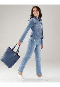 Unisono - KURTKA Z DENIMU. Typ kołnierza: kołnierzyk klasyczny. Materiał: denim. Długość rękawa: długi rękaw. Długość: krótkie. Styl: klasyczny #3