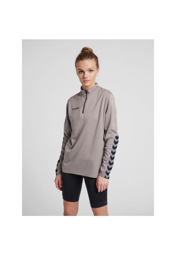 Bluza do piłki nożnej damska Hummel demi-zip hml AUTHENTIC. Kolor: szary