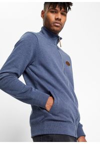 bonprix - Bluza rozpinana ze stójką i detalami z imitacji skóry. Typ kołnierza: kołnierzyk stójkowy. Kolor: niebieski. Materiał: skóra #3