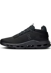 Buty do biegania męskie On Running Cloudnova 2. Zapięcie: sznurówki. Kolor: czarny. Materiał: materiał, syntetyk. Szerokość cholewki: normalna. Sport: bieganie