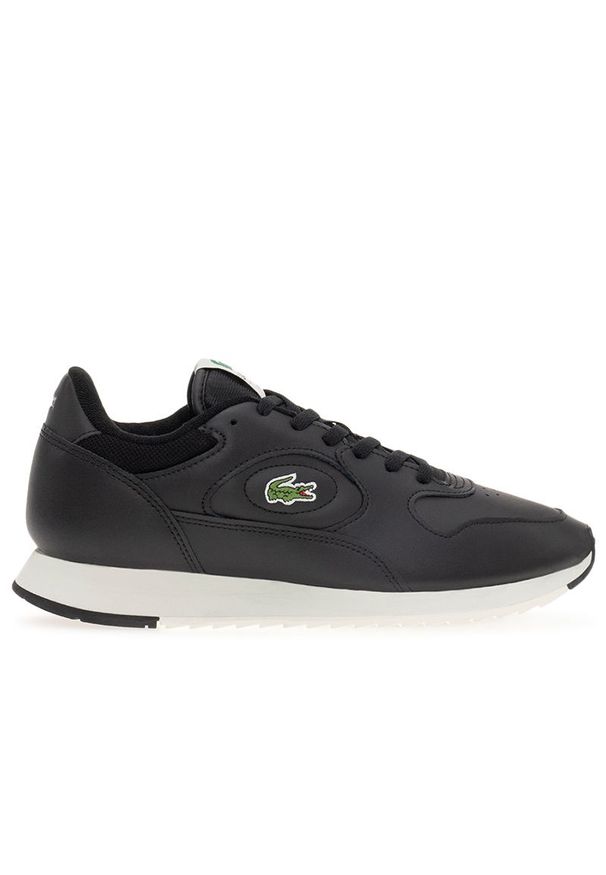 Buty Lacoste Sport Linetrack 746SMA0012-454 - czarne. Okazja: na co dzień. Zapięcie: sznurówki. Kolor: czarny. Materiał: skóra, guma, syntetyk. Szerokość cholewki: normalna. Wzór: aplikacja. Sezon: lato