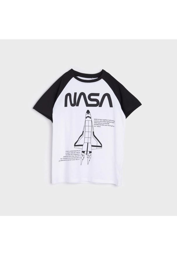 Sinsay - Koszulka NASA - Biały. Kolor: biały