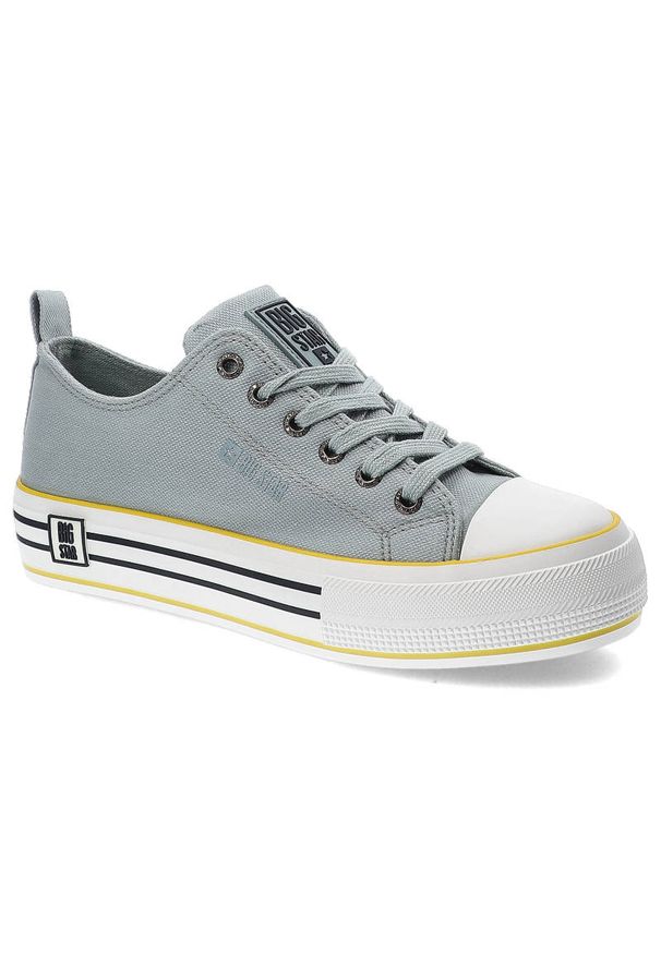 Big-Star - Niebieskie Trampki Big Star Damskie Stylowe Buty. Okazja: na spacer. Kolor: niebieski. Materiał: materiał. Szerokość cholewki: normalna. Styl: elegancki