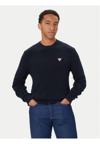 Guess Sweter M4BR30 Z3HM1 Granatowy Regular Fit. Kolor: niebieski. Materiał: bawełna