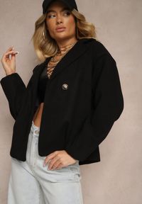 Renee - Czarny Płaszcz Dwurzędowy Krótki Poge. Kolor: czarny. Długość rękawa: długi rękaw. Długość: krótkie. Styl: klasyczny #5