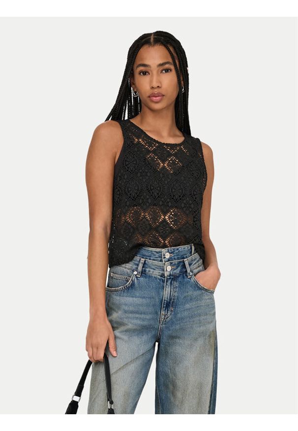 JDY Top Eva 15351499 Czarny Regular Fit. Kolor: czarny. Materiał: syntetyk