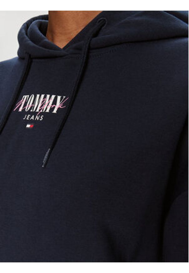 Tommy Jeans Bluza Essential Logo DW0DW17797 Granatowy Relaxed Fit. Kolor: niebieski. Materiał: bawełna, syntetyk