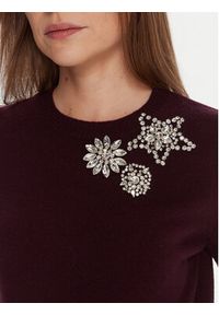 KAOS Sweter RI1KT022 Bordowy Regular Fit. Kolor: czerwony. Materiał: wełna #3