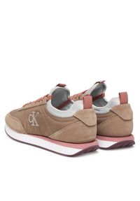 Calvin Klein Sneakersy Retro Runner Sock Laceup Mix Mat YW0YW02060 Brązowy. Kolor: brązowy. Materiał: materiał #4