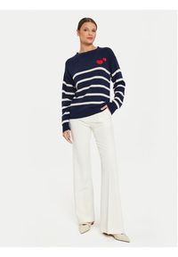 Kontatto Sweter 3M0169 Granatowy Regular Fit. Kolor: niebieski. Materiał: wełna #5