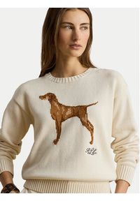 Lauren Ralph Lauren - LAUREN RALPH LAUREN Sweter 200P14120001 Kremowy Regular Fit. Kolor: kremowy. Materiał: bawełna #5