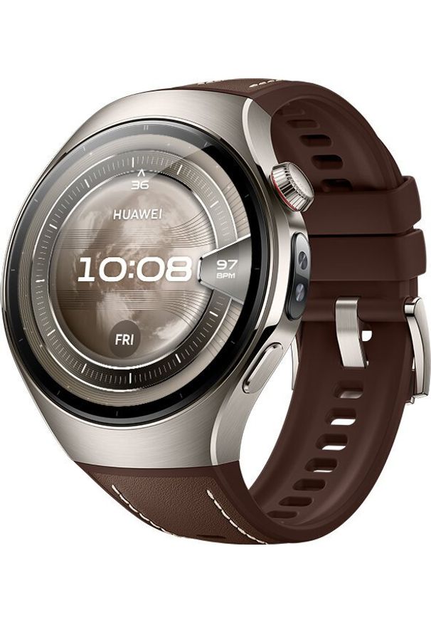 HUAWEI - Smartwatch Huawei Watch 5 46mm Brązowy (6942103154317). Rodzaj zegarka: smartwatch. Kolor: brązowy