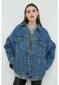 Levi's® - Levi's kurtka jeansowa damska kolor niebieski przejściowa oversize. Okazja: na spotkanie biznesowe. Kolor: niebieski. Materiał: jeans. Styl: biznesowy #1