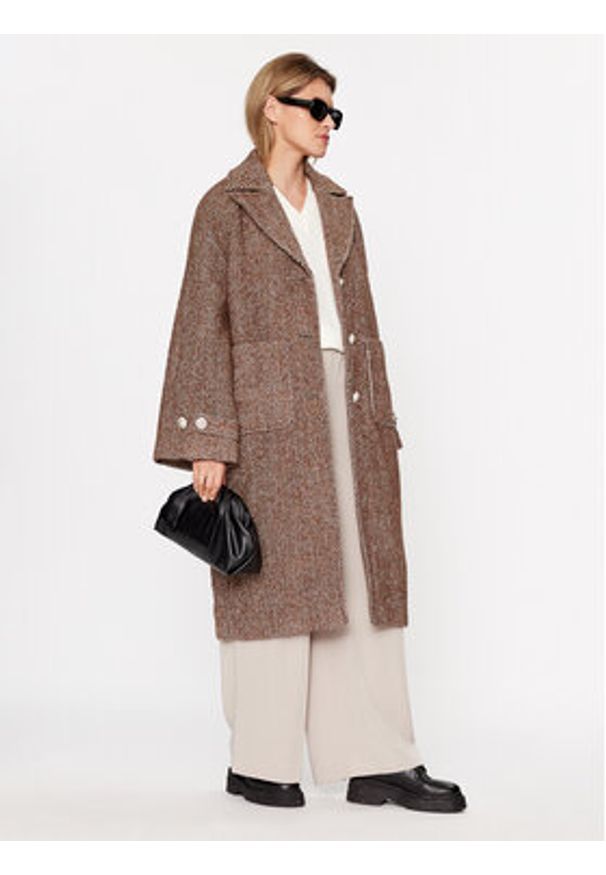 Custommade Płaszcz wełniany Halina 999511879 Brązowy Oversize. Kolor: brązowy. Materiał: wełna