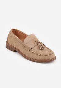 Renee - Beżowe Mokasyny VICES z Wkładką ze Skóry Naturalnej Ozdobione Chwostami Maritune. Okazja: na co dzień. Kolor: beżowy. Materiał: skóra. Wzór: aplikacja. Styl: casual, elegancki #3