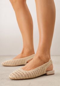Born2be - Beżowe Szydełkowe Balerinki VICES z Odkrytą Piętą Jilryss. Okazja: na co dzień. Zapięcie: bez zapięcia. Kolor: beżowy. Materiał: len. Styl: boho, casual, elegancki #1
