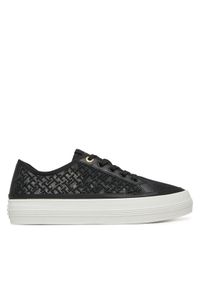 TOMMY HILFIGER - Tommy Hilfiger Sneakersy Vulc Embroidered Sneaker FW0FW08685 Czarny. Kolor: czarny. Materiał: materiał