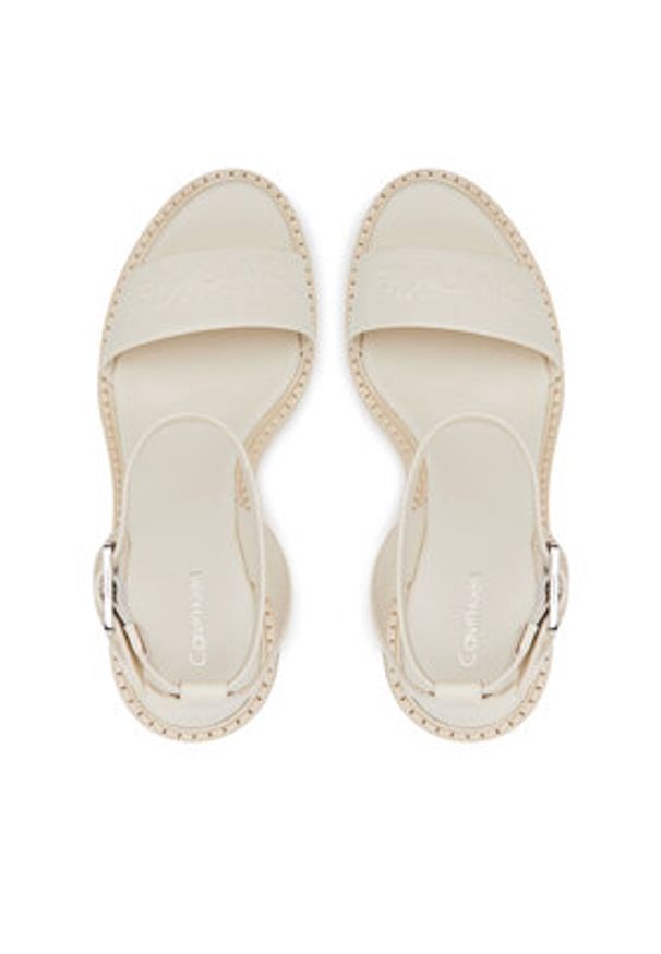 Calvin Klein Espadryle Wedge Sandal 70 - He HW0HW02376 Biały. Kolor: biały. Materiał: skóra