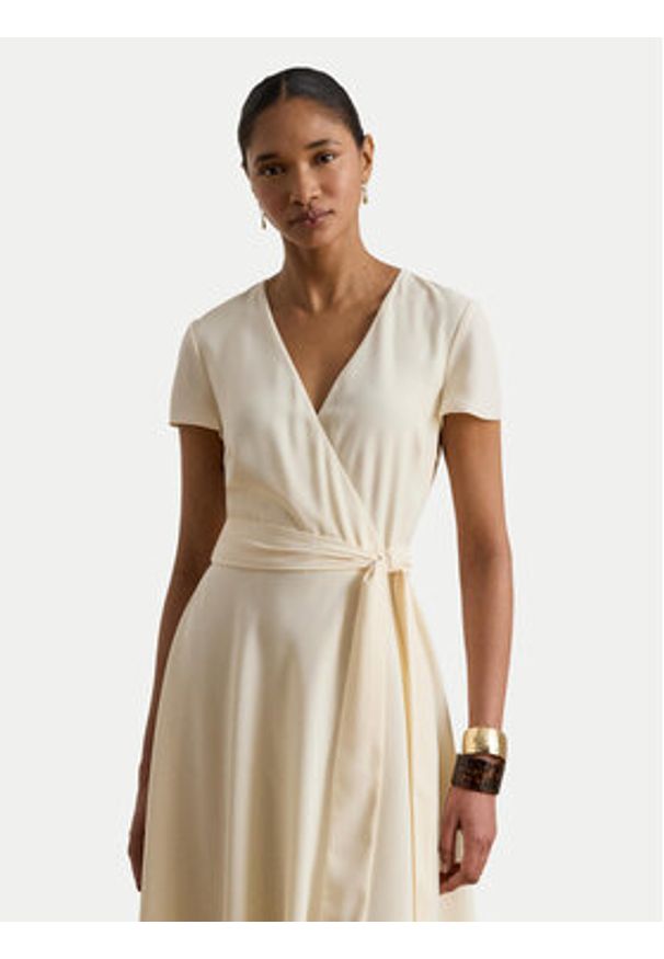 Lauren Ralph Lauren - LAUREN RALPH LAUREN Sukienka koktajlowa 200P13812005 Kremowy Regular Fit. Kolor: kremowy. Materiał: syntetyk. Styl: wizytowy