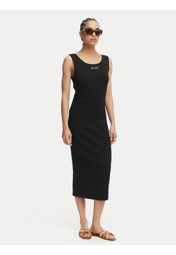 Liu Jo Beachwear Sukienka codzienna VA6129 J4822 Czarny Regular Fit. Okazja: na co dzień. Kolor: czarny. Materiał: bawełna. Typ sukienki: proste. Styl: casual