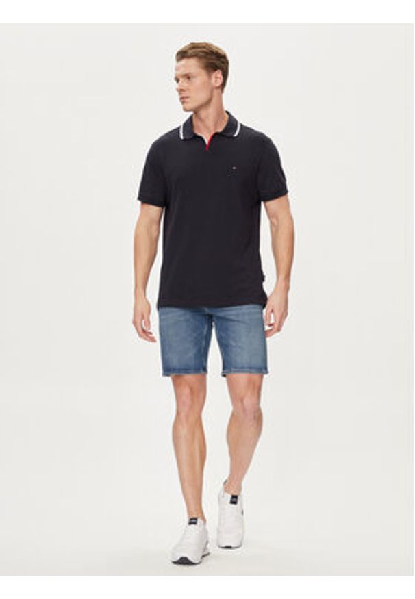 TOMMY HILFIGER - Tommy Hilfiger Polo MW0MW34772 Granatowy Regular Fit. Typ kołnierza: polo. Kolor: niebieski. Materiał: bawełna, wiskoza