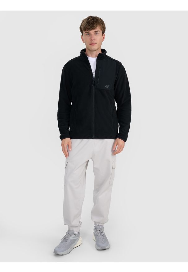 4f - 4F Polar ze stójką regular męski - czarny XXL. Typ kołnierza: kołnierzyk stójkowy. Kolor: czarny. Materiał: polar. Sport: wspinaczka