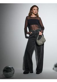 Sinsay - Jeansy wide leg - czarny. Kolor: czarny