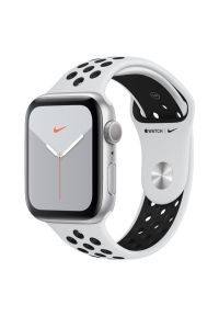Produkt z outletu: SmartWatch APPLE Watch Nike+ Series 5 GPS Koperta 44 mm z aluminium w kolorze srebrnym z paskiem sportowym Nike w kolorze czystej p. Rodzaj zegarka: smartwatch. Kolor: srebrny. Styl: sportowy #1
