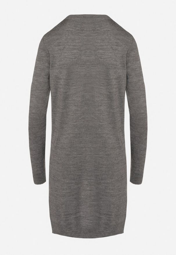 Born2be - Ciemnoszary Niezapinany Kardigan z Kieszeniami Wsuwanymi Sartella. Okazja: na spotkanie biznesowe, na co dzień, do pracy. Kolor: szary. Materiał: jeans. Długość rękawa: długi rękaw. Długość: długie. Styl: elegancki, biznesowy, klasyczny, casual