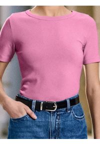 Sinsay - Bawełniana koszulka basic - różowy. Kolor: różowy. Materiał: bawełna #1