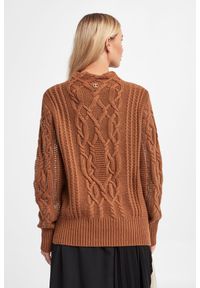 Twinset Milano - Sweter damski TWINSET. Materiał: prążkowany. Długość rękawa: długi rękaw. Długość: długie. Wzór: ze splotem #4