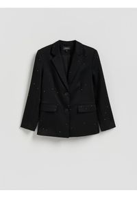 Reserved - Marynarka ze strasem - czarny. Kolor: czarny. Materiał: tkanina, wiskoza #1