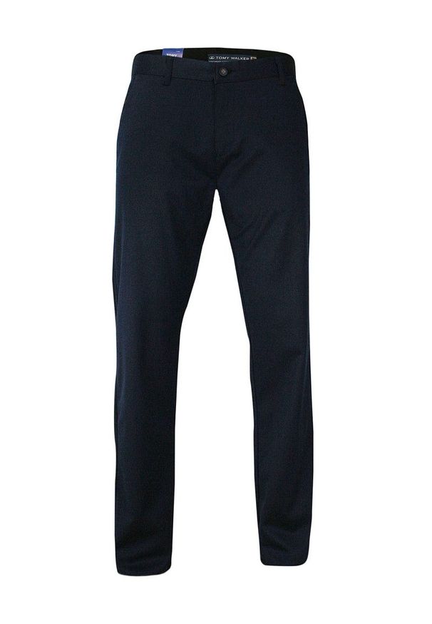 Tomy Walker - Eleganckie Męskie Spodnie, Garniturowe, Klasyczne, typu Chinos Granatowe. Kolor: niebieski. Materiał: wiskoza, lycra, poliester. Styl: klasyczny, elegancki