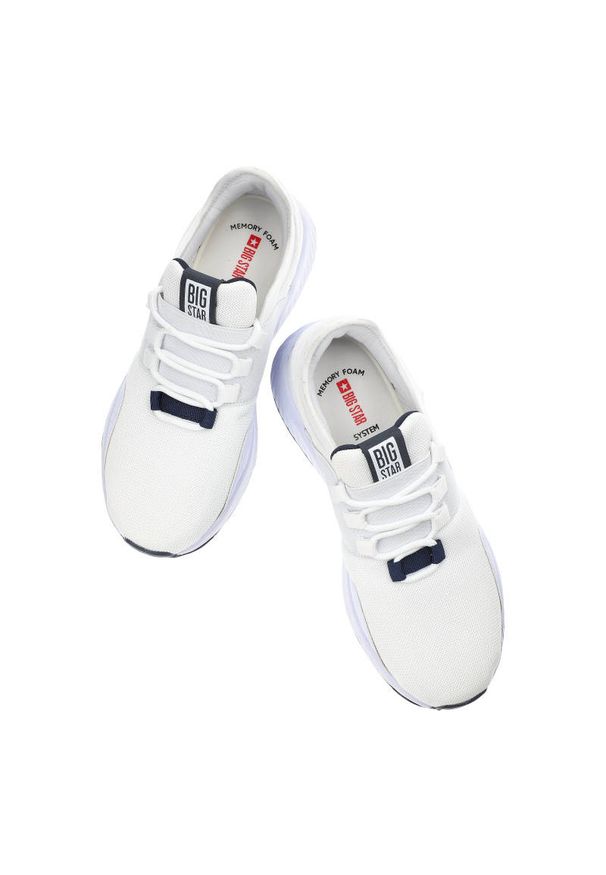 Big-Star - Białe Sneakersy Big Star Damskie Stylowe Buty. Okazja: na co dzień. Kolor: biały. Materiał: skóra ekologiczna, materiał. Szerokość cholewki: normalna. Wzór: aplikacja