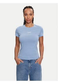 Tommy Jeans T-Shirt Essential DW0DW18397 Niebieski Slim Fit. Kolor: niebieski. Materiał: bawełna