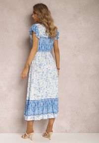 Renee - Jasnoniebieska Sukienka z Wiskozy Dyniche. Kolor: niebieski. Materiał: wiskoza. Wzór: kolorowy. Sezon: lato. Typ sukienki: asymetryczne #3
