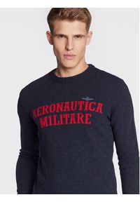 Aeronautica Militare Sweter 222MA1418L417 Granatowy Regular Fit. Kolor: niebieski. Materiał: wełna