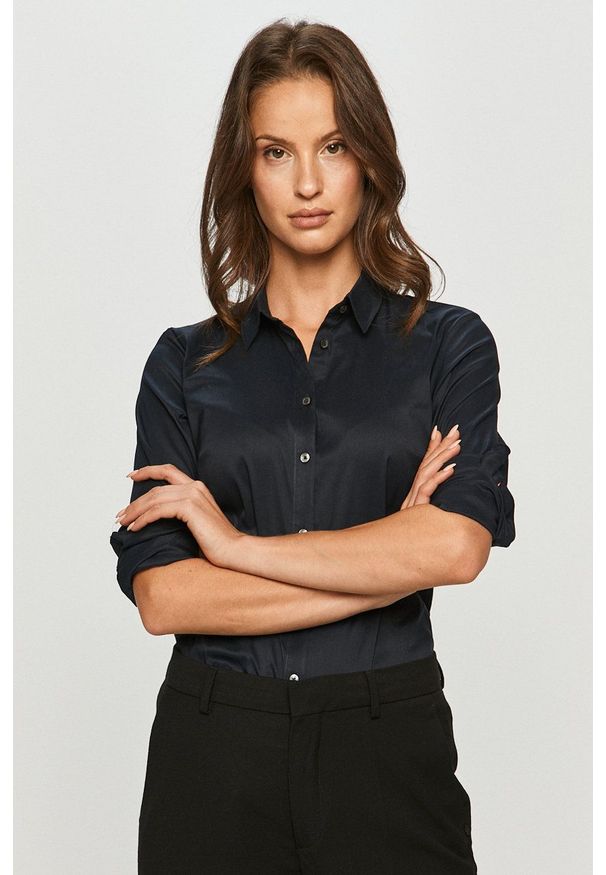 TOMMY HILFIGER - Tommy Hilfiger - Koszula. Kolor: niebieski. Materiał: tkanina. Wzór: gładki