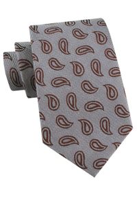 Męski Krawat - Popielaty w Brązowe Paisley - Alties. Kolor: szary, wielokolorowy, brązowy. Materiał: tkanina. Wzór: paisley. Styl: elegancki, wizytowy #1