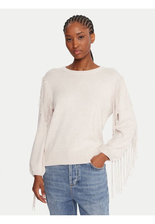 Marella Sweter Falco 2525366281000 Beżowy Regular Fit. Kolor: beżowy. Materiał: wiskoza