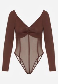 Renee - Brązowe Body Vices o Fasonie Longsleeve z Dekoltem w Kształcie V Asstre. Okazja: na co dzień, na randkę. Typ kołnierza: dekolt w kształcie V. Kolor: brązowy. Materiał: skóra, jeans. Długość rękawa: długi rękaw. Długość: długie. Styl: casual, klasyczny #3