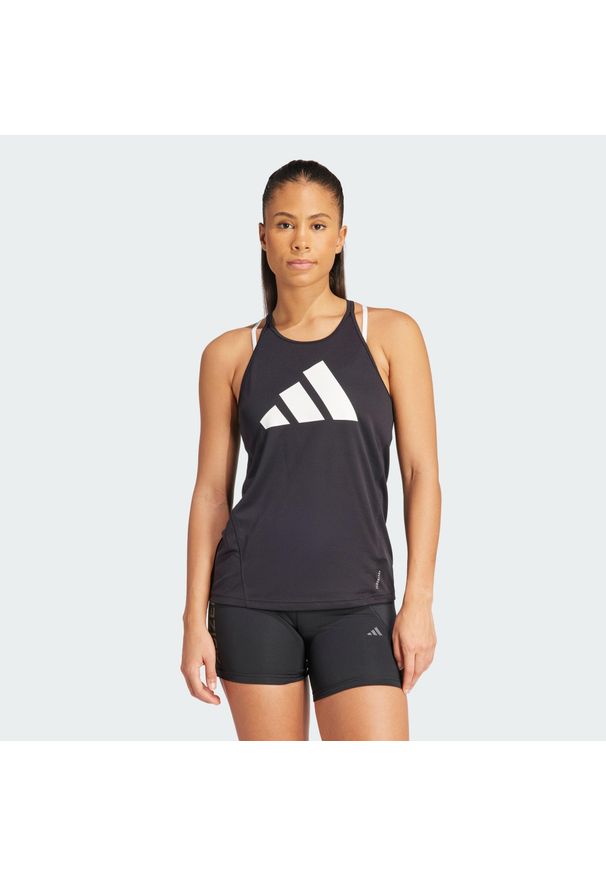 Adidas - Bluza Run It Tank. Kolor: czarny. Materiał: materiał. Długość rękawa: bez rękawów. Sport: bieganie