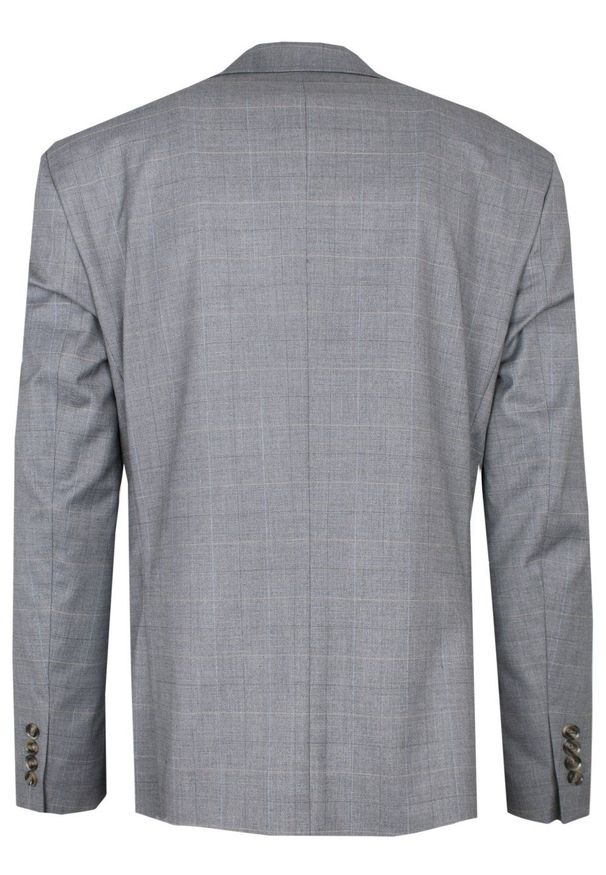 Victorio - Garnitur, Szary w Kratkę Zapinany na Dwa Guziki, SLIM, Spodnie w Kant -VICTORIO. Kolor: szary. Materiał: poliester, elastan, wiskoza. Wzór: kratka