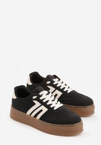 Born2be - Czarne Sneakersy Kultowe Tenisówki na Platformie Hlalna. Kolor: czarny. Materiał: jeans. Szerokość cholewki: normalna. Sezon: wiosna. Obcas: na platformie #8