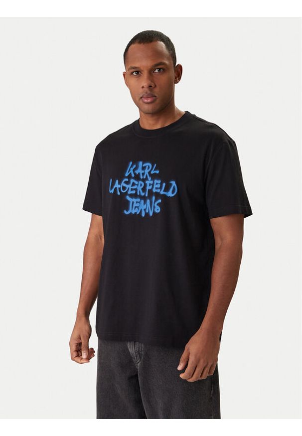 Karl Lagerfeld Jeans T-Shirt B1M17065 Czarny Regular Fit. Kolor: czarny. Materiał: bawełna