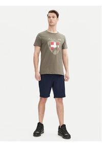 Aulp T-Shirt Roque Khaki Regular Fit. Kolor: brązowy. Materiał: bawełna