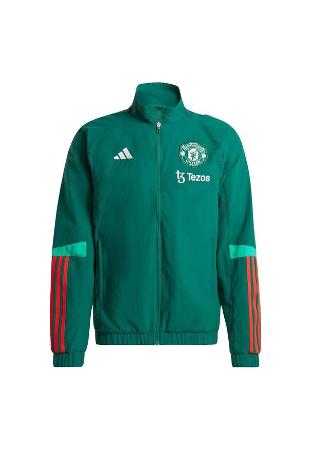 Adidas - Manchester United Tiro 23 Presentation Jacket. Kolor: czerwony, wielokolorowy, zielony. Materiał: materiał