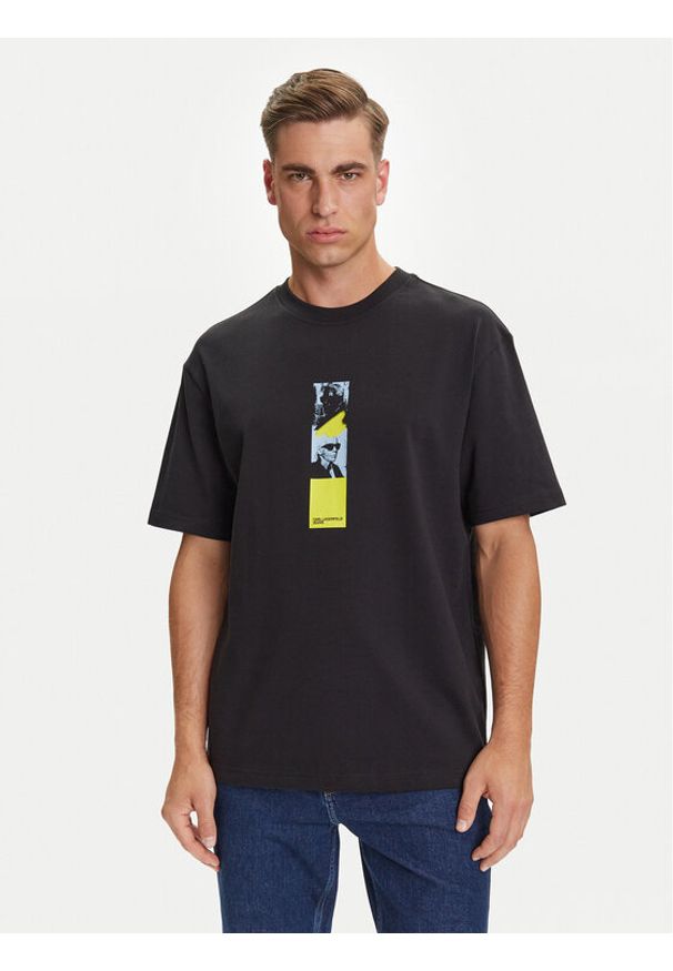 Karl Lagerfeld Jeans T-Shirt A3M17036 Czarny Relaxed Fit. Kolor: czarny. Materiał: bawełna